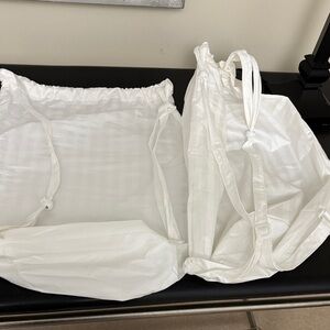 White Drawstring Fabric Bag Set